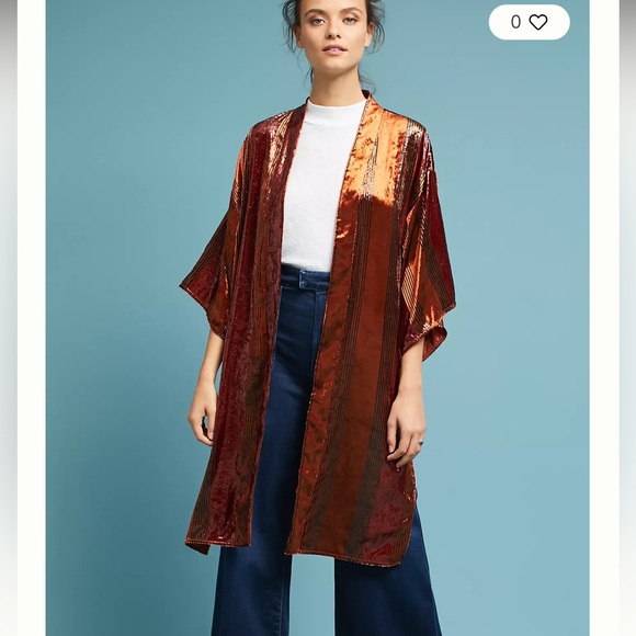 Anthropologie ett:twa Longline Velvet Kimono Jacket, size M/L - Picture 2 of 6